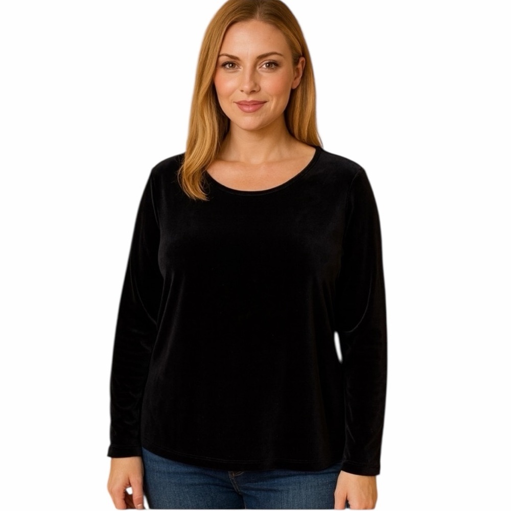 Boden Women's Size 18 Black Velvet Round Neck Long Sleeve Lined Work Wear